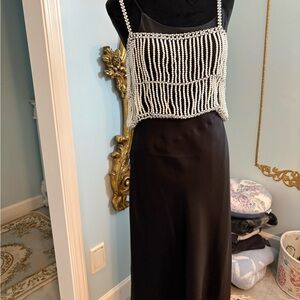 Elegant Black Skirt with Beaded Top